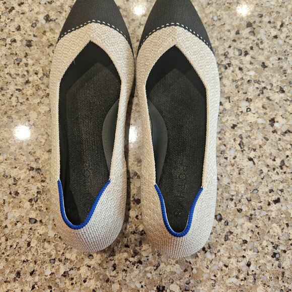 Rothy’s The Point II Cream Herringbone Size 7.5 Barely Used Flats - Picture 2 of 3